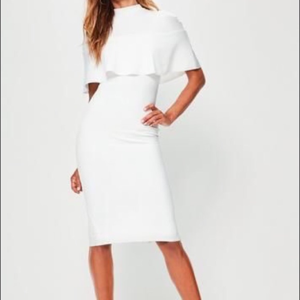 White Frill Overlay Shoulder Dress from Missguided